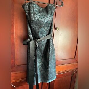 ✨STUNNING Jessica McClintock Lace Strapless Dress Black + Teal Fairycore Formal